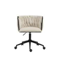 Samtweicher Bürostuhl, 360° drehbar,  Höhenverstellbar, Beige(m-10)