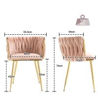 Set aus 2 Modernes luxuriöses Samt-Esszimmerstuhl, für Esszimmer, Wohnzimmer und Schlafzimmer, Rosa(m-3)