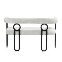 Sofá doble con respaldo redondeado, tela de chenilla, diseño moderno, Beige(m-10)