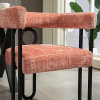 Set aus 2 Chenille Esszimmerstuhl mit runder Rückenlehne,für Esszimmer Wohnzimmer Büro, Rosa(m-7)