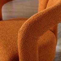 Bequemer drehbarer Bürostuhl mit Bouclé-Stoffbezug, tonnenförmiges Design für Wohnzimmer und Büro, Orange(m-5)