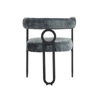 Set aus 2 Chenille Esszimmerstuhl mit runder Rückenlehne, Grau(m-11)