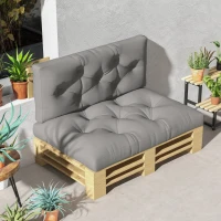 Outsunny 2 Seater Pallet Seat Cushions Back Pillows Replacement, Patio Chair Cushions Set for Indoor Outdoor, Light Grey(m-2)