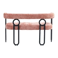Divanetto con schienale arrotondato in Chenille, design moderno, Rosa(m-12)