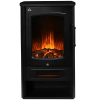 HOMCOM Elektrokamin, realistische Flammen, 2 Heizstufen, Überhitzungsschutz, Stahl, Schwarz, 44,5 x 32 x 74cm(m-12)