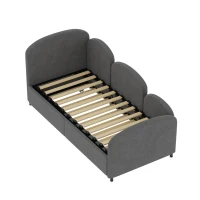 Divano Letto con cassetti, per camera da letto e soggiorno, 90x200 cm,senza materasso, Grigio Scuro(m-6)