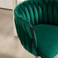 Sedia da Ufficio Morbida in Velluto per Trucco, Poltrona da Soggiorno Girevole e Ergonomico,Regolabile in Altezza,Smeraldo(m-8)