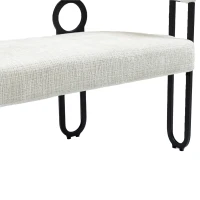 Sofá doble con respaldo redondeado, tela de chenilla, diseño moderno, Beige(m-8)