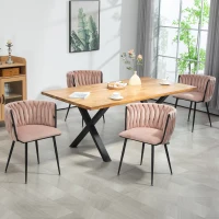 Ensemble de chaises de salle à manger modernes et luxueuses en velours, pour salle à manger, salon et chambre à coucher (lot de 2), Rose(m-5)
