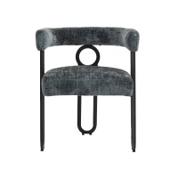 Set aus 2 Chenille Esszimmerstuhl mit runder Rückenlehne, Grau(m-9)