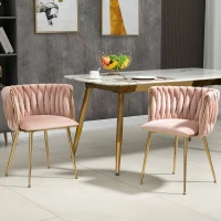 (lot de 2)Ensemble de chaises de salle à manger modernes en velours luxueux,pour salon et chambre à coucher, Rose(m-1)