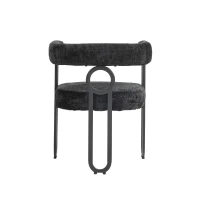 Juego de 2 sillas de comedor de chenilla con respaldo redondo, diseño moderno, Negro(m-12)