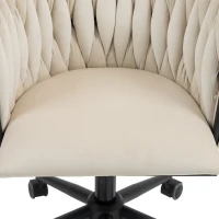Fauteuil de relaxation en velours, pivotante à 360°, réglage de la hauteur par une seule touche, Beige(m-7)