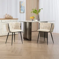 Ensemble de chaises de salle à manger modernes en velours luxueux,pour salle à manger, salon et chambre à coucher (lot de 2), Beige(m-1)
