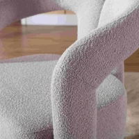 Drehbarer Bürostuhl mit Bouclé-Stoffbezug, stiefelförmiges Design für Wohnzimmer und Büro, Hellgrau(m-6)