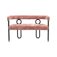 Divanetto con schienale arrotondato in Chenille, design moderno, Rosa(m-2)