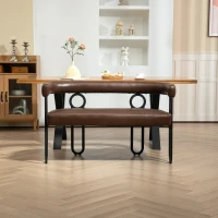Divanetto con schienale arrotondato in pelle PU, design moderno, Marrone scuro(m-1)