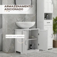 kleankin Móvel para Lavatório Pousar Armário para Casa de Banho com 2 Portas e Prateleira Interior Ajustável 60x30x60 cm Branco(m-5)