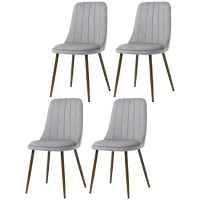 HOMCOM Set de 4 Scaune de Masa, Scaun de Bucatarie Modern cu Tapiterie din Catifea, Spatar Curbat si Picior din Otel pentru Camera de Zi, Dormitor, Gri(m-10)