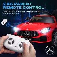 HOMCOM Masinuta Electrica pentru Copii 12V cu Licenta Mercedes-AMG GTR, Viteza 3-5km/h si Telecomanda, 105x58x45 cm, Rosu(m-5)