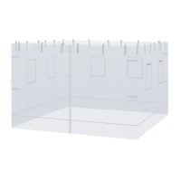 Outsunny Plasa de protectie impotriva tantarilor pentru curte, Set de 4 plase pentru pavilion cu 6 ferestre si 1 usa; Pereti laterali din plasa pentru inlocuire pentru pavilion 3 x 3 (m), alb(m-10)