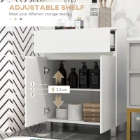 kleankin Freestanding Bathroom Cabinet, High Gloss Storage Cabinet with Doors and Adjustable Shelf, 60 x 30 x 80 cm, White(m-5)