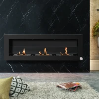 HOMCOM Șemineu de Perete cu Bioetanol și 3 Rezervoare de 1 L, 120x15x40 cm, Negru(m-12)