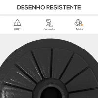 Outsunny Base para Chapéu de Sol de HDPE Preenchível de Cimento para Mastros de Chapéus de Sol de Ø38/48 mm Ø43x32 cm Preto(m-5)