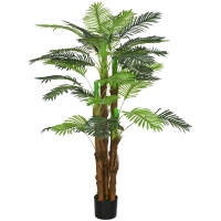 HOMCOM Kunstpalm, 1,6 m, Levensechte Takken, Decoratieve Plant, Kunststof, met Pot, Bruin+Groen