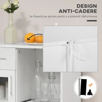 HOMCOM Bufet modern cu dulapuri si sertar, dulap de bucatarie cu economie de spatiu din lemn si sticla 60x40x95cm, alb(m-6)