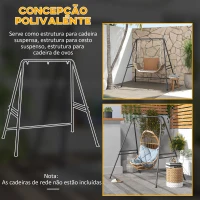 Outsunny Suporte para Cadeira Suspensa 130 cm Suporte para Baloiço com Estrutura em Aço Capacidade 150 kg para Pátio Jardim Preto(m-6)
