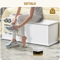 HOMCOM Cutie de Depozitare din Lemn, Moderna si Multifunctionala, pentru Camera, Intrare, Alb(m-6)