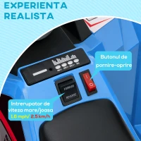 HOMCOM Quad pentru Copii 18-36 de luni din PP si Metal cu Roti Rezistente si Viteza max 2.5 km/h, 70x41.5x48.5 cm, Albastru Gri si Negru(m-5)