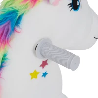 AIYAPLAY Unicornio Eléctrico para Niños de 18 a 36 Meses con Batería 6V y Música Carga 25 kg 69x34x53 cm Blanco(m-9)