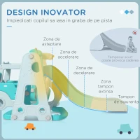 AIYAPLAY Set de jocuri pentru copii cu tobogan leagan reglabil cerc masina pentru copii cu volan cadou pentru copii albastru pentru copii pentru plimbare pentru distractie echilibru(m-6)