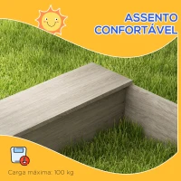 Outsunny Caixa de Areia para Crianças de Madeira com 2 Assentos e Brinquedos de Cozinha para Pátio Jardim 154x80x60 cm Cinza(m-6)