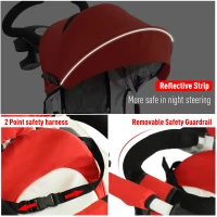 HOMCOM 4-in-1 Baby Tricycle Folding Stroller Kids Trike Detachable w/ Canopy Red(m-8)