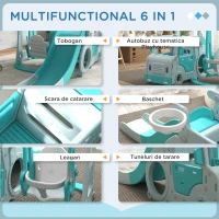 AIYAPLAY Set de jocuri pentru copii cu tobogan leagan reglabil cerc masina pentru copii cu volan cadou pentru copii albastru pentru copii pentru plimbare pentru distractie echilibru(m-4)