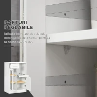 HOMCOM Bufet modern cu dulapuri si sertar, dulap de bucatarie cu economie de spatiu din lemn si sticla 60x40x95cm, alb(m-5)