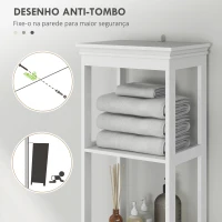 HOMCOM Coluna Casa de Banho Móvel Casa de Banho com Gaveta Porta Prateleira Ajustável e 2 Compartimentos  40x30x165 cm Branco(m-7)