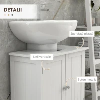 Homcom Masca Chiuveta Baie – MDF Alb, 2 Usi, 60×30×60 cm(m-6)
