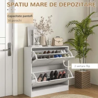 HOMCOM Dulap Pantofi ingust – 2 Usi Rabatabile, Model Decorativ(m-4)