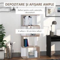 HOMCOM Librarie de Design Modern 4 rafturi Lemn Natural si Alb, 60x24x148cm(m-5)