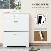 HOMCOM Suport de Pantofi Modern 2 Sertare pentru 16 Perechi de Pantofi si Sertar Mic 70x29x92cm(m-7)