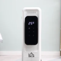 HOMCOM Chauffage bain d'huile caréné 2180 W sur roulettes - écran tactile LED - 3 modes - fonction timer 24h - acier plastique blanc noir(m-9)