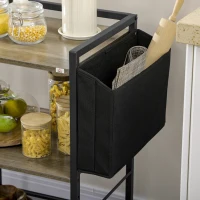 HOMCOM Carrinho Auxiliar com Rodas Carrinho de Armazenamento de 3 Níveis com Bolsa de Tecido 2 Ganchos 66x40x80,5cm Cinza(m-9)