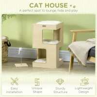 PawHut Casuta Eleganta Apartament pentru Pisici cu 3 Nivele cu Jucarii Amuzante, Pat pentru Pisoi cu Perne Moi, Centru de activitate cu Intrari pentru Pisici, Gri(m-6)