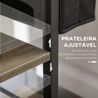 HOMCOM Carrinho Auxiliar com Rodas Carrinho de Armazenamento de 3 Níveis com Bolsa de Tecido 2 Ganchos 66x40x80,5cm Cinza(m-6)