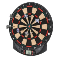 HOMCOM Tinta electronica pentru darts din PP cu 6 Sageti si Panou de Scor pentru Puncte, 44x39.5x2.2cm, Negru(m-10)