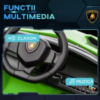 HOMCOM Lamborghini Veneno cu Licenta 12V Masinuta Electrica pentru Copii cu Usi Tip Fluture, Baterie Portabila, Masinuta Alimentata Electric cu Bluetooth, Telecomanda, Muzica, Claxon, Suspensii, pentru 3-6 ani - Verde(m-6)